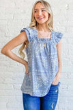 And The Why Boho Print Rayon Linen Ruffle Baby Doll Tank Top - Trendsi - Flyclothing LLC