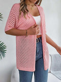 Openwork Open Front Half Sleeve Cardigan - Trendsi - Flyclothing LLC