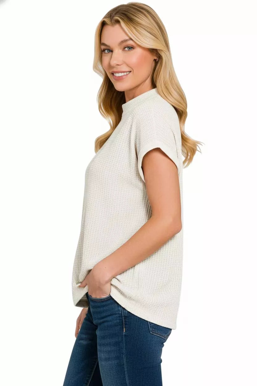 Zenana Chenille Waffle Cap Sleeve Sweater - Trendsi - Flyclothing LLC