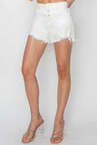 RISEN Button Fly Frayed Hem Denim Shorts - Trendsi - Flyclothing LLC