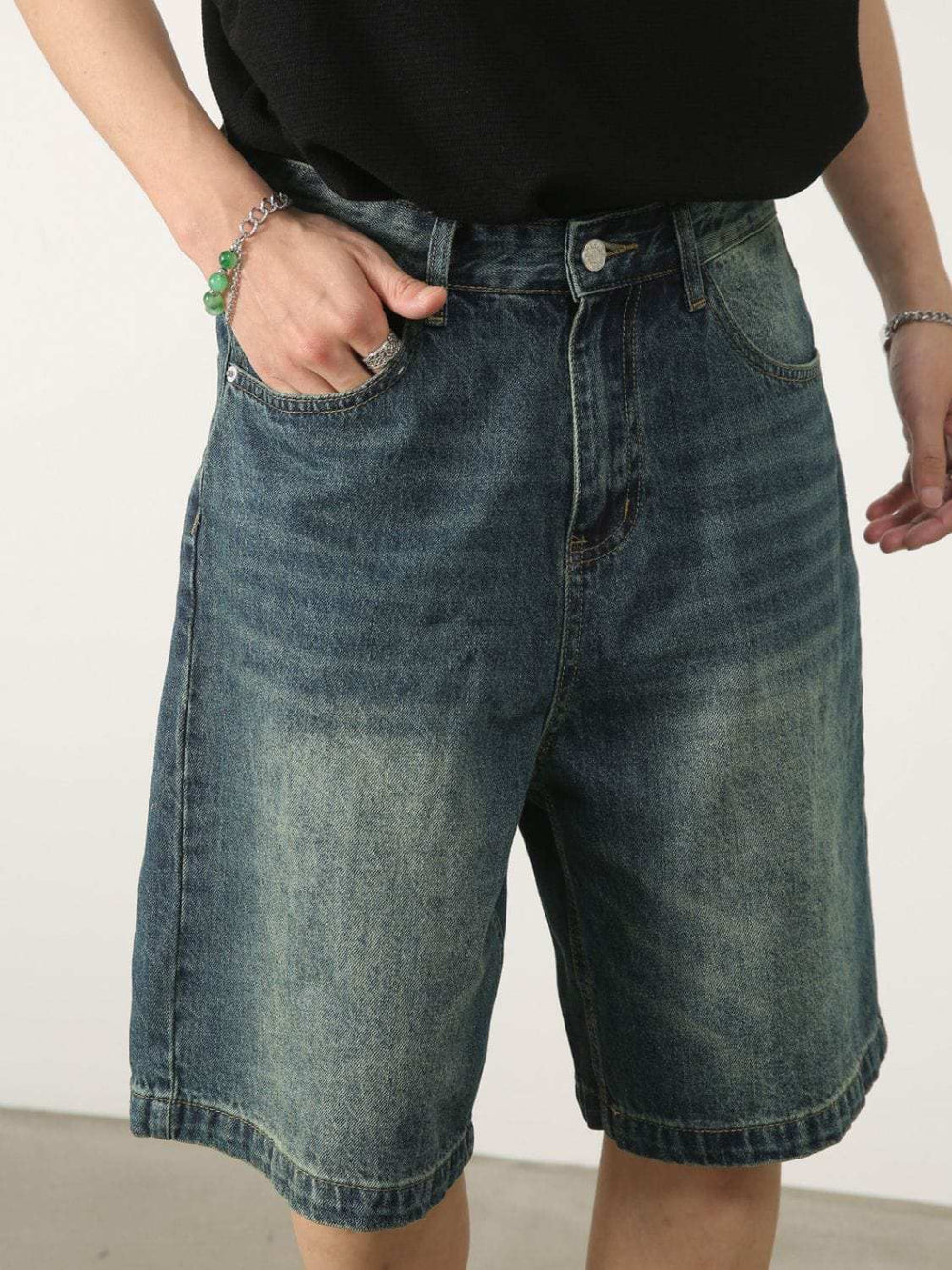 Men's Washed Denim Shorts with Pockets - Trendsi - Flyclothing LLC