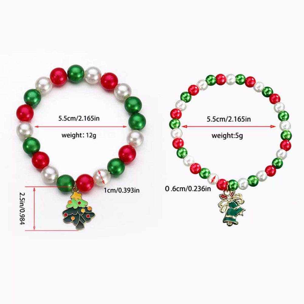 5 Piece Christmas Synthetic Pearl Bracelet - Trendsi - Flyclothing LLC