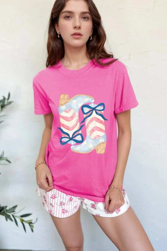 Graphic Round Neck Short Sleeve T-Shirt - Trendsi - Flyclothing LLC