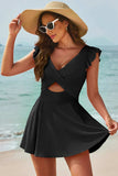 Cutout V-Neck Cap Sleeve One-Piece Swimwear - Trendsi - Flyclothing LLC