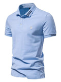 Men's Embroidered Striped Short Sleeve Polo - Trendsi - Flyclothing LLC