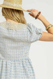 Umgee Lace Detail Short Puff Sleeve Mini Dress - Trendsi - Flyclothing LLC