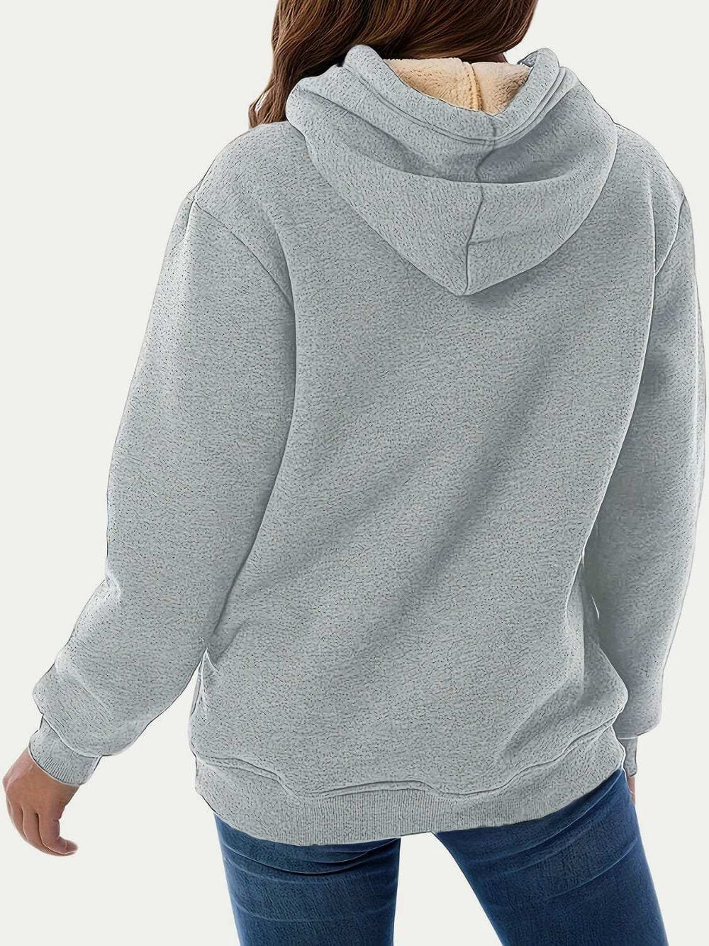 Drawstring Long Sleeve Hoodie with Kangaroo Pocket - Trendsi - Flyclothing LLC