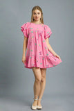 Umgee Floral Embroidered Short Sleeve Mini Dress - Trendsi - Flyclothing LLC