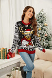 Christmas Pattern Round Neck Long Sleeve Sweater - Trendsi - Flyclothing LLC