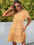 Checkered Single Shoulder Mini Dress - Trendsi - Flyclothing LLC
