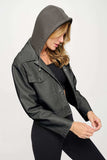 Coalition LA Snap Down Cropped Hooded Jacket - Trendsi - Flyclothing LLC