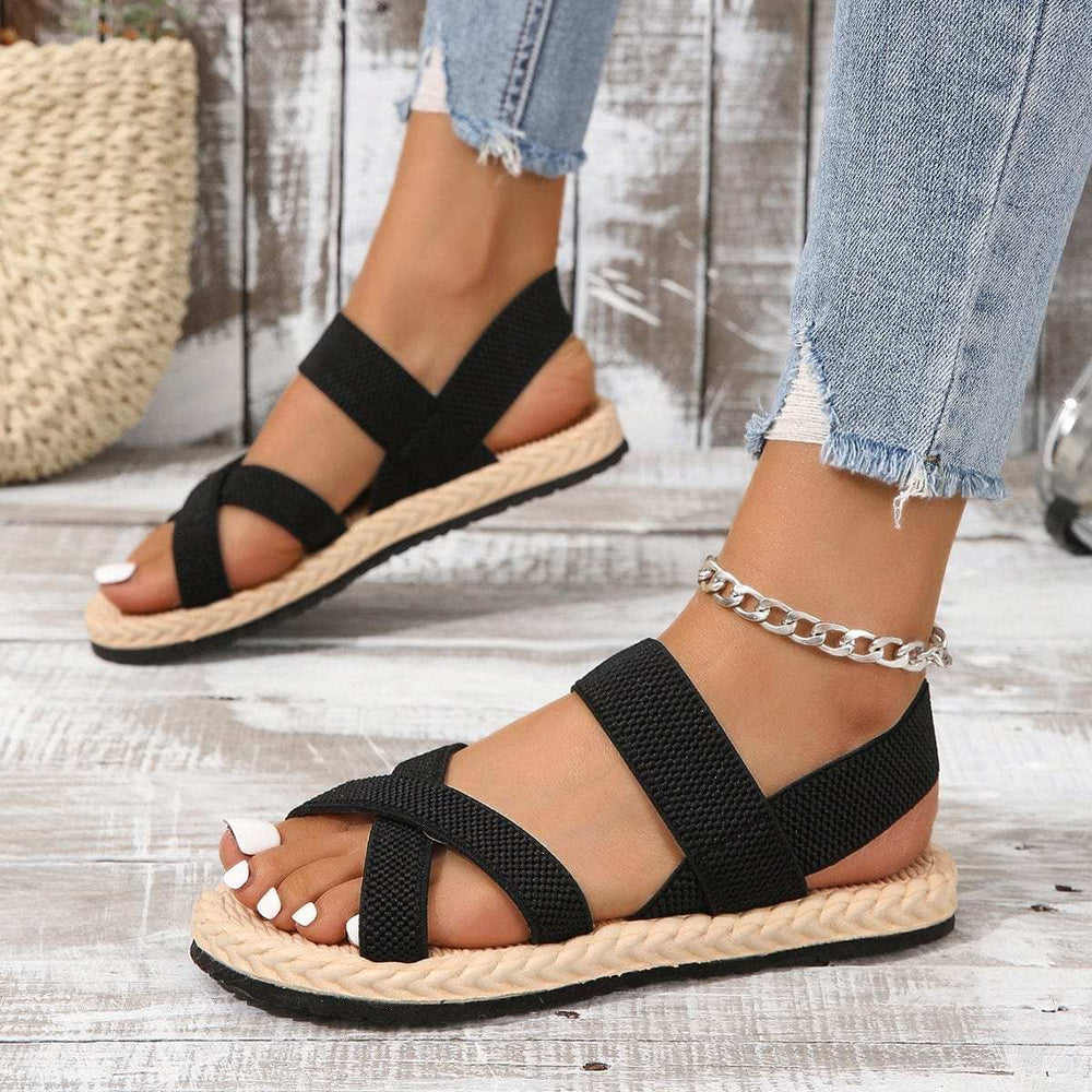 Crisscross Open Toe Flat Sandals - Trendsi - Flyclothing LLC
