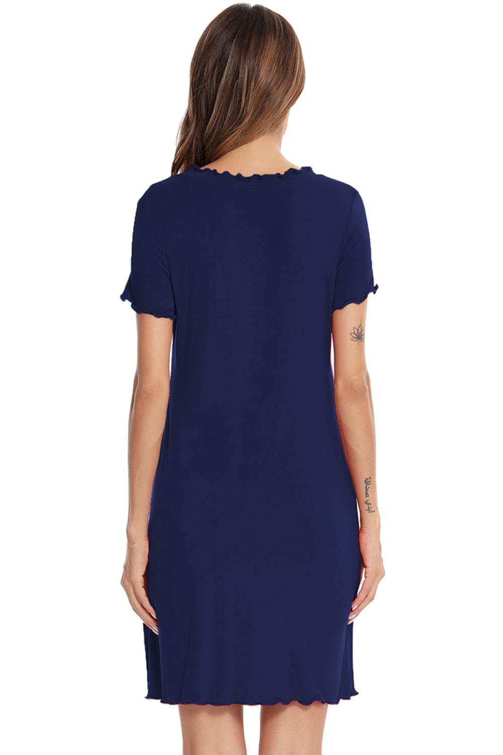 Round Neck Short Sleeve Lounge Dress - Trendsi - Flyclothing LLC
