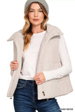 Zenana High Neck Zip-Up Vest Coat - Trendsi - Flyclothing LLC