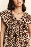 Davi & Dani Animal Printed Velvet Ribbon Mini Dress - Trendsi - Flyclothing LLC