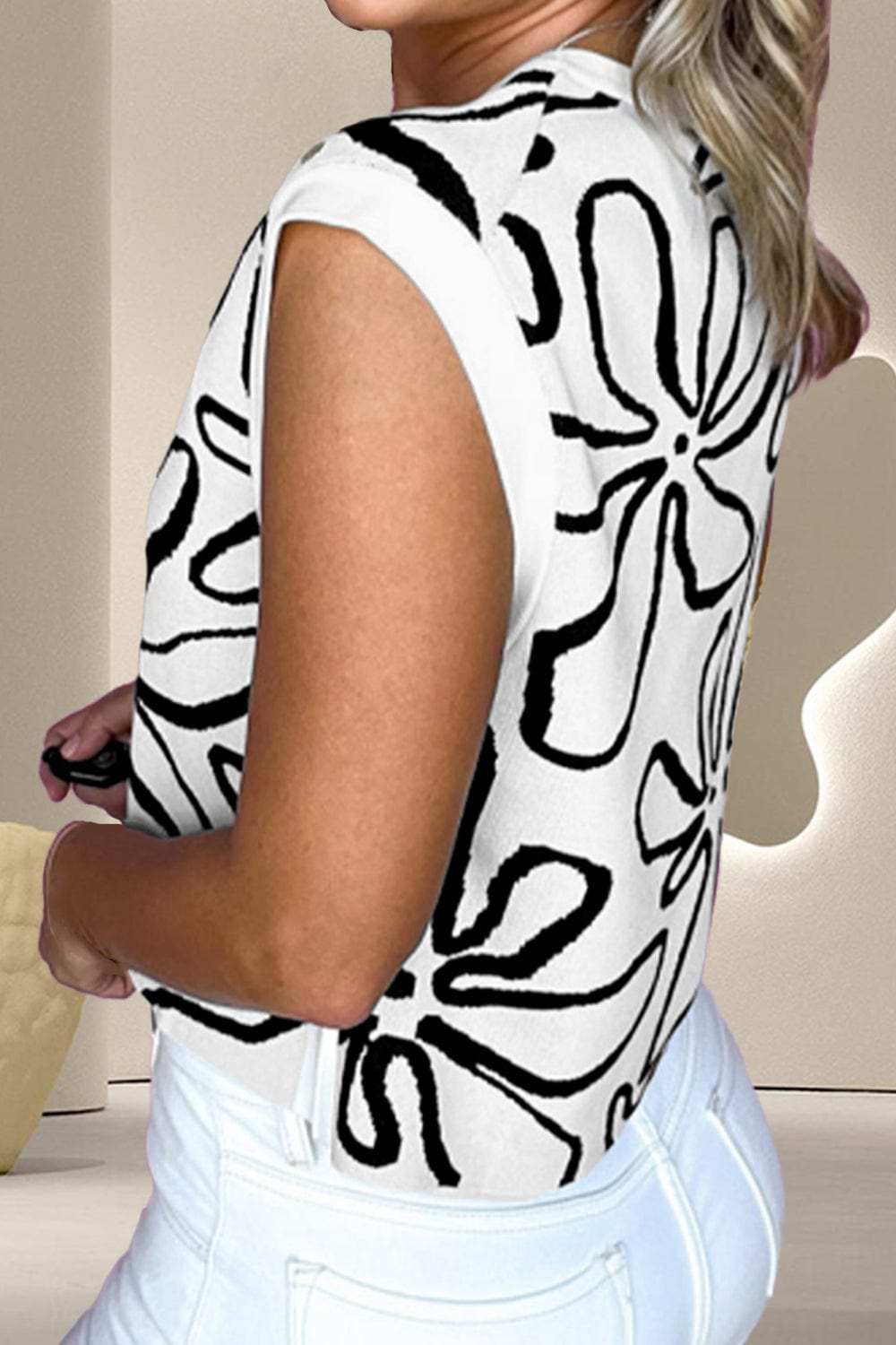 Graphic Round Neck Sweater Vest - Trendsi - Flyclothing LLC