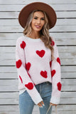 Angel Wings Heart Round Neck Long Sleeve Sweater - Trendsi - Flyclothing LLC