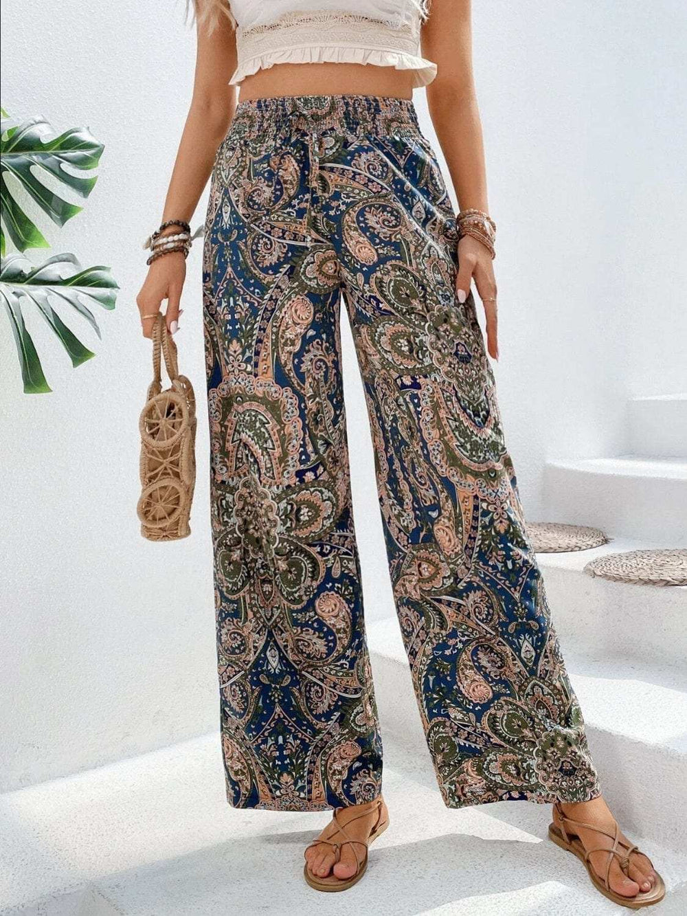 Printed Wide Leg Pants - Trendsi - Flyclothing LLC