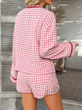 Devine Tie Front Contrast Plaid Shirt and Shorts Set - Trendsi - Flyclothing LLC
