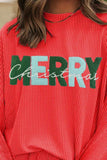 MERRY CHRISTMAS Round Neck Long Sleeve Top and Shorts Set - Trendsi - Flyclothing LLC
