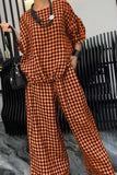 Full Size Plaid Round Neck Half Sleeve Top and Pants Set - Trendsi - Flyclothing LLC