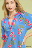 Umgee Floral V-Neck Puff Sleeve Top - Trendsi - Flyclothing LLC