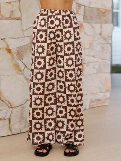 Printed Collared Neck Top and Pants Set - Trendsi - Flyclothing LLC