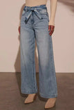 Tied Wide Leg Jeans with Pockets - Trendsi - Flyclothing LLC