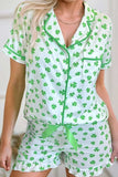 Lucky Clover Shirt and Shorts Lounge Set - Trendsi - Flyclothing LLC