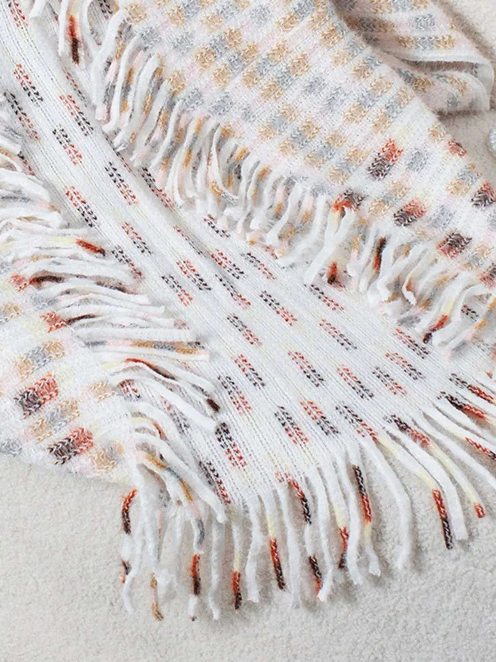 Fringe Open Front Half Sleeve Poncho - Trendsi - Flyclothing LLC