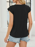 Pleated Front Scoop Neck T-Shirt - Trendsi - Flyclothing LLC