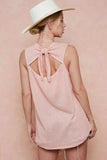 BiBi Popcorn Waffle Open Back Top with Tied Ribbon - Trendsi - Flyclothing LLC