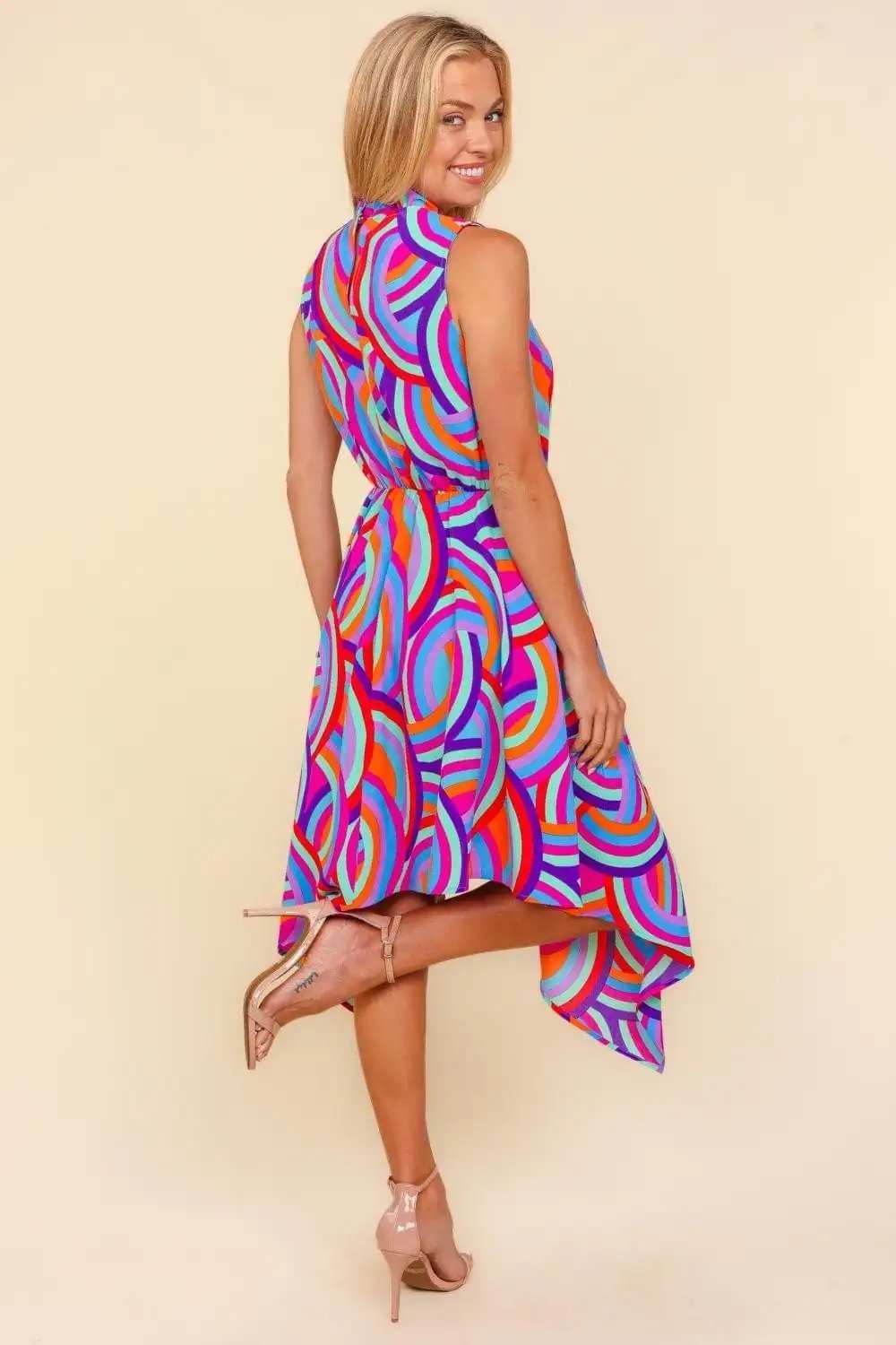 Haptics Full Size Mock Neck Sleeveless Printed Dress - Trendsi - Flyclothing LLC