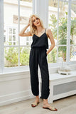 V-Neck Spaghetti Strap Sleeveless Jumpsuit - Trendsi - Flyclothing LLC