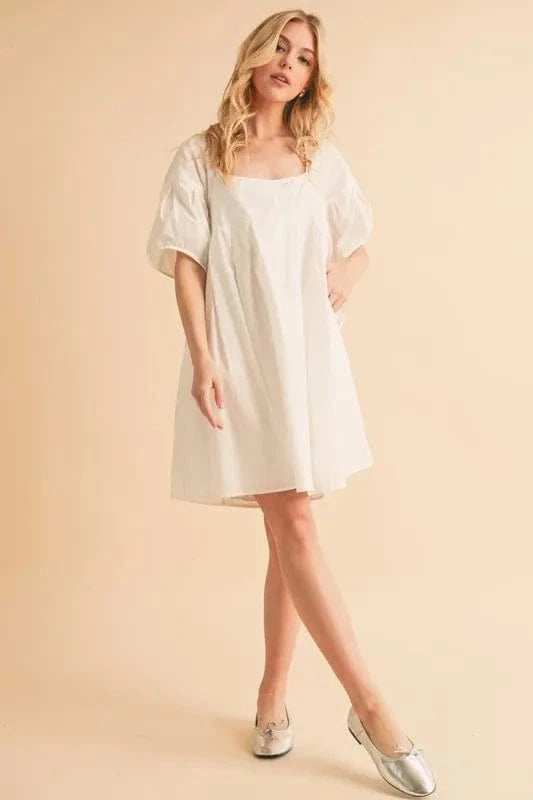 Aemi + Co Square Neck Babydoll Dress with Pockets - Trendsi - Flyclothing LLC