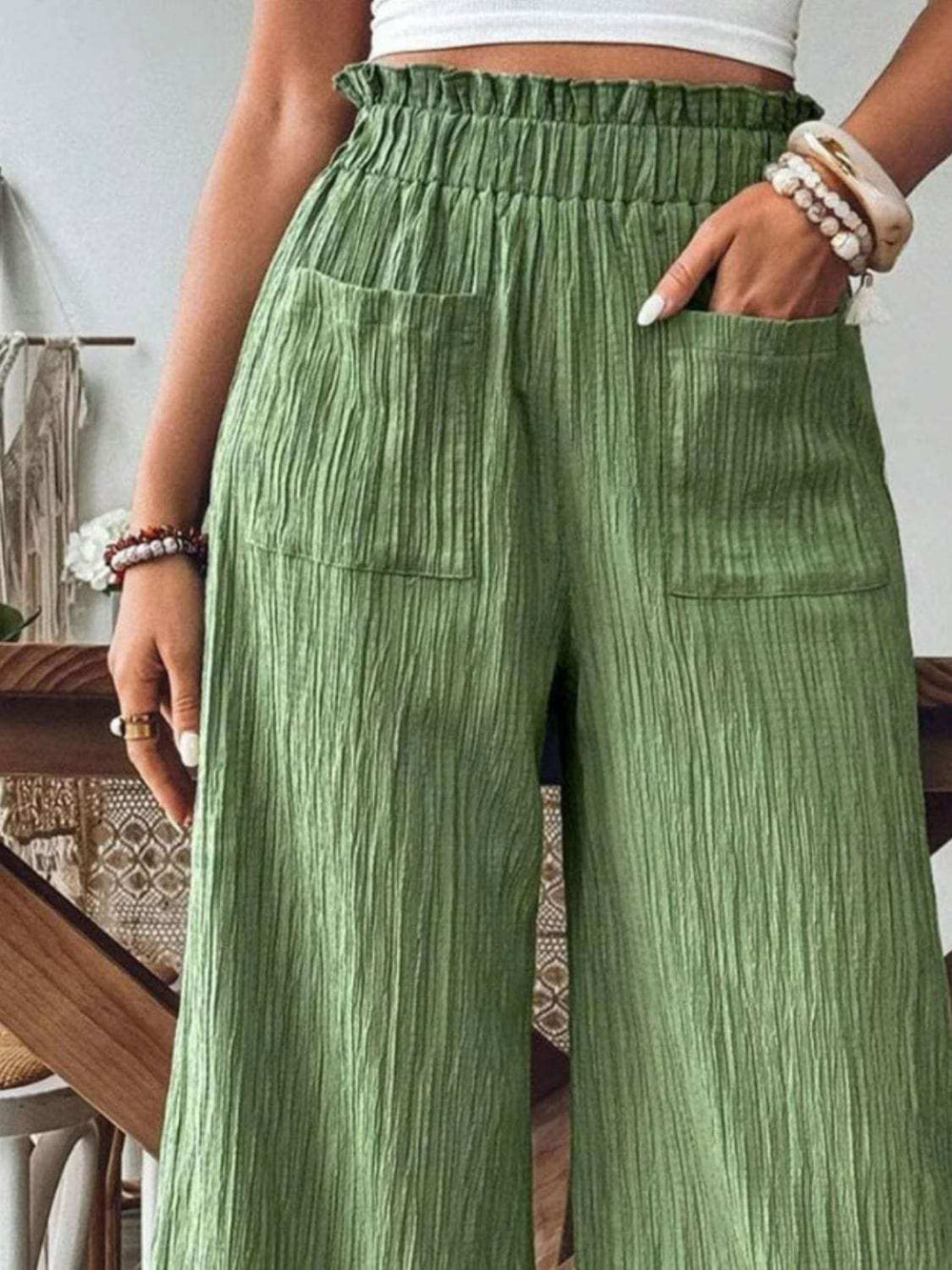 Frill Wide Leg Pants - Trendsi - Flyclothing LLC