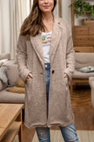 Full Size One Button Long Sleeve Longline Plush Coat - Trendsi - Flyclothing LLC