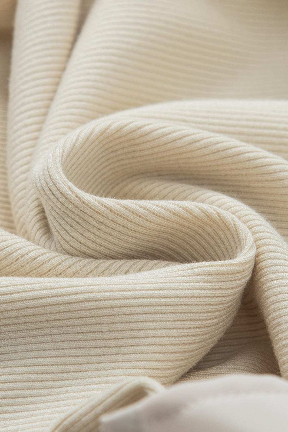 Ruffle Flutter Sleeve Mock Neck Ribbed Top - Trendsi - Flyclothing LLC