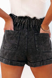 Paperbag Waist Denim Shorts with Pockets - Trendsi - Flyclothing LLC