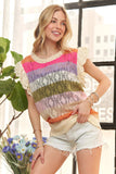 ADORA Eyelet Sleeve Multi Color Crochet Top - Trendsi - Flyclothing LLC