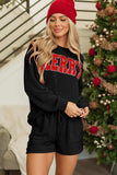 MERRY Round Neck Long Sleeve Top and Shorts Set - Trendsi - Flyclothing LLC