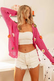 BiBi Flower Patches Open Knit Sweater Cardigan - Trendsi - Flyclothing LLC