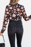 Floral Mock Neck Long Sleeve Blouse - Trendsi - Flyclothing LLC