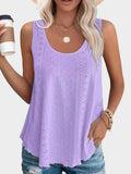Florira Eyelet Round Neck Tank - Trendsi - Flyclothing LLC