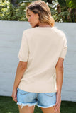 Daisy Round Neck Short Sleeve Knit Top - Trendsi - Flyclothing LLC