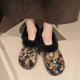 Floral Pattern Plush Lined Slip-Ons - Trendsi - Flyclothing LLC