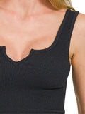 Zenana Seamless Split Neck Bra Tank Top - Trendsi - Flyclothing LLC