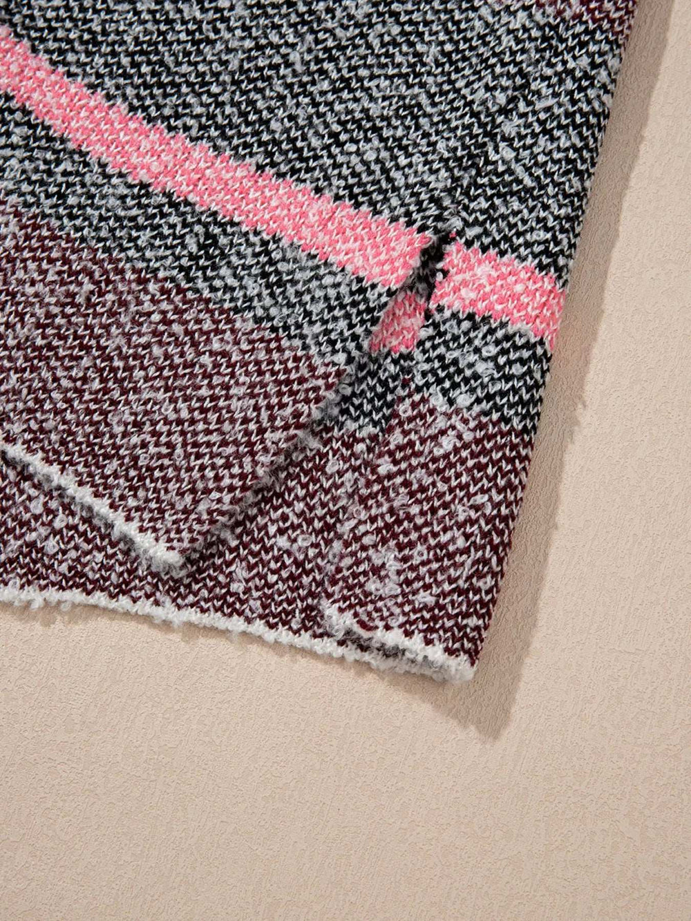 Color Block Striped Side Slit Open Front Cardigan - Trendsi - Flyclothing LLC