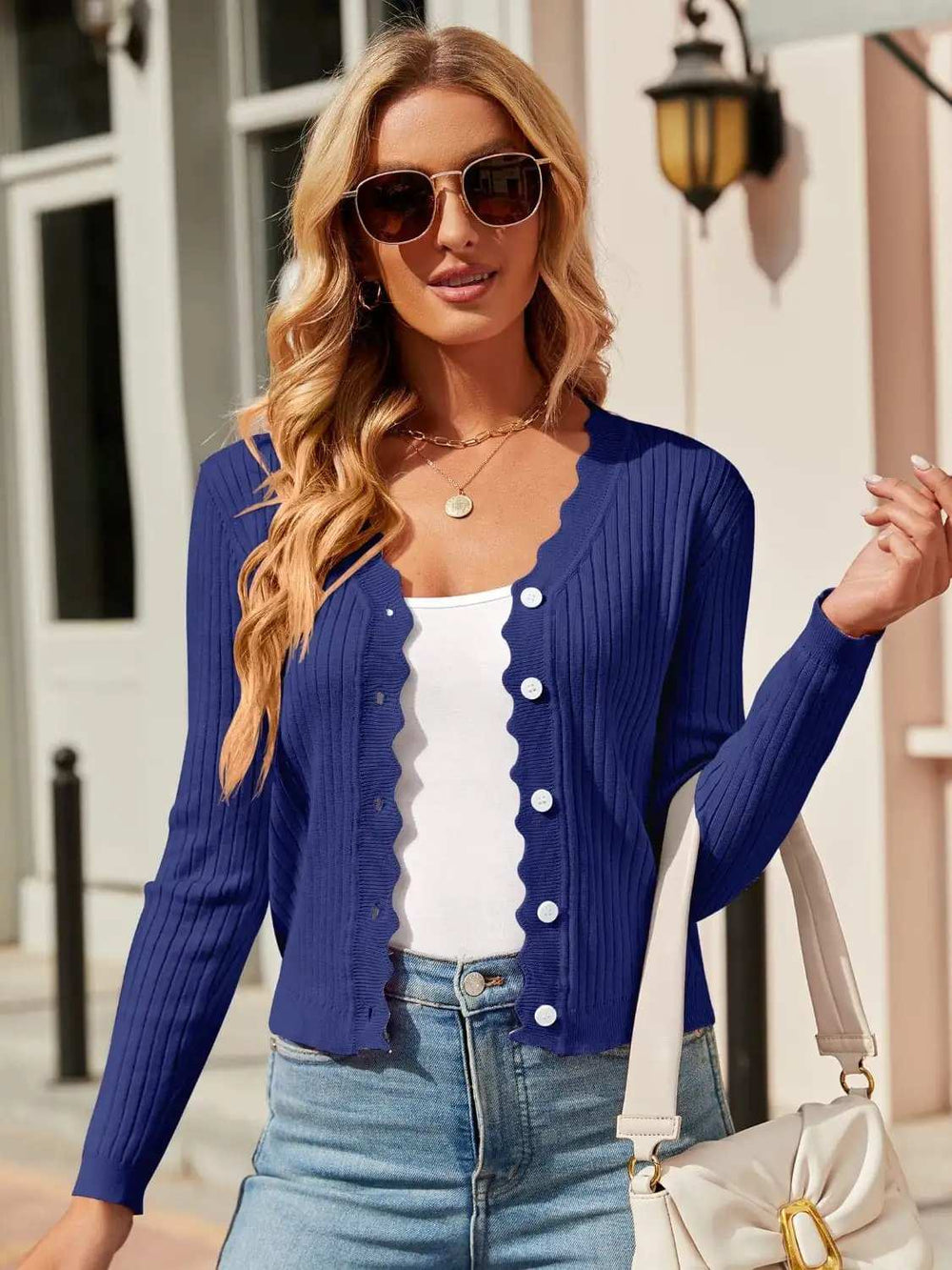 Button Up Long Sleeve Cardigan - Trendsi - Flyclothing LLC
