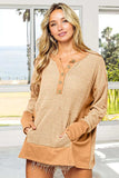 BiBi Thumb Opening Long Sleeve Top with Kangaroo Pocket - Trendsi - Flyclothing LLC
